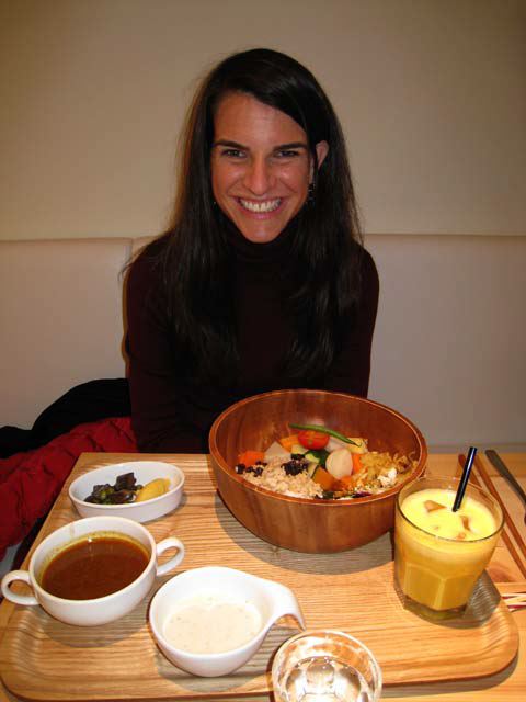 Happy Kathryn at Veggie Table